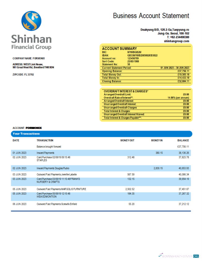 Download Shinhan Financial Group enterprise statement Word and PDF template Photoshop template